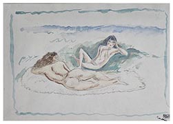 Deux filles se prelassant by Jules Pascin 1913